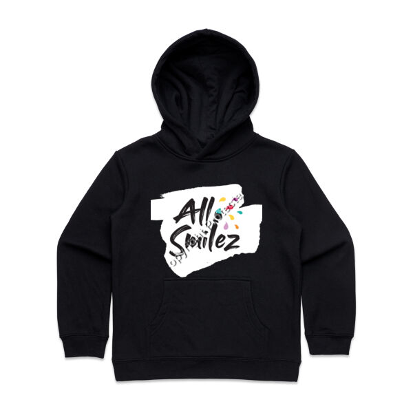 Kids All Smilez Black Hoody - logo only on front Thumbnail