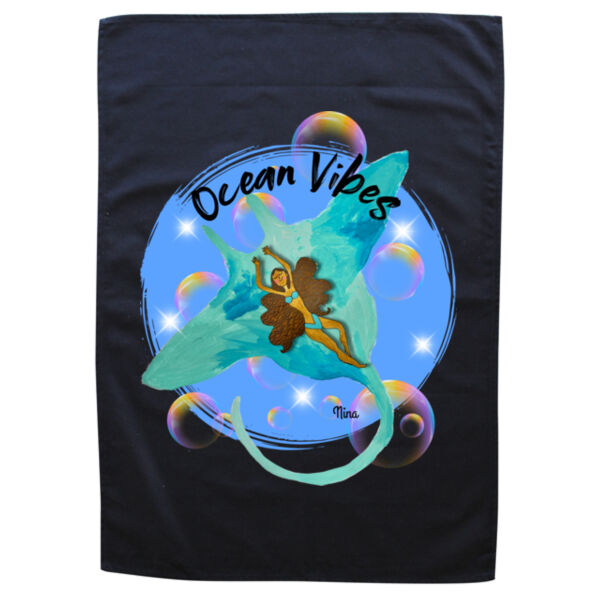 Nina’s Ocean Vibes - Black Tea Towel Thumbnail