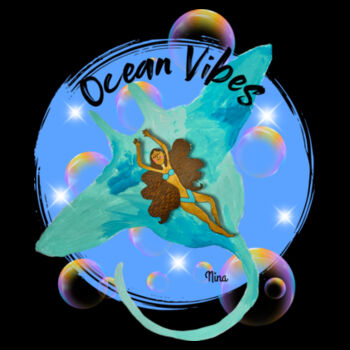 Nina’s Ocean Vibes - Black Tea Towel Design